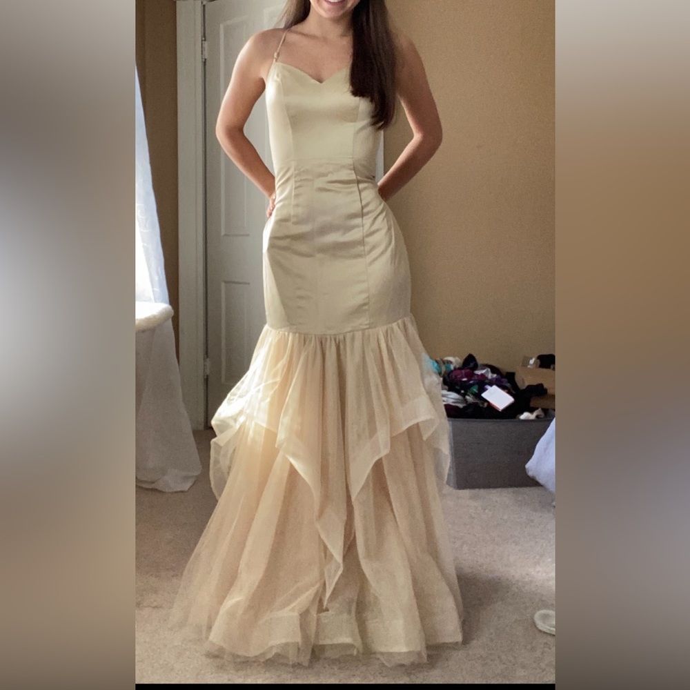 Champagne dress, US size 4, never worn besides try on. Jjshouse